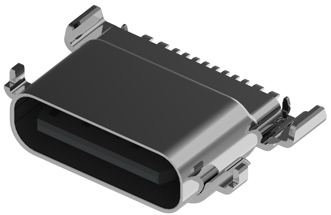 XB-ATCF-12-001 -X TYPE C 12P 母座防水拉伸壳四脚护套L=7.65MM,SMT不外露,充电数据版